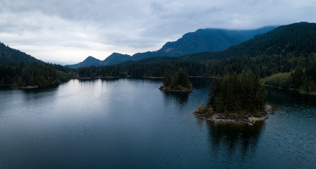 Hicks Lake Aerial Panorama. Taken East of Vancouver, British Columbia, Canada.