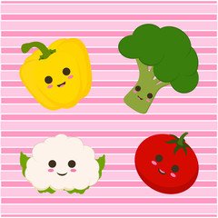 set with cute vegetables and lines