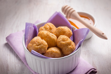 bignole typical italian carnival dessert, selective focus