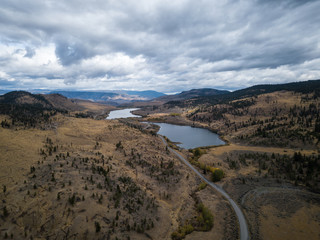 Aerial Drone Landscape View of the interior of British Columbia, Canada.