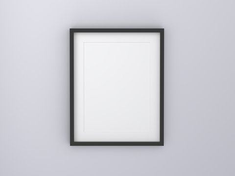 blank black picture frame templates set on white background