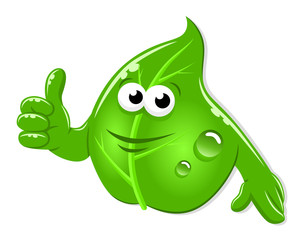 Cartoon leaf thumbs up