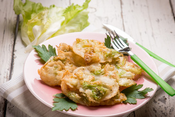 lettuce fritters, selective focus