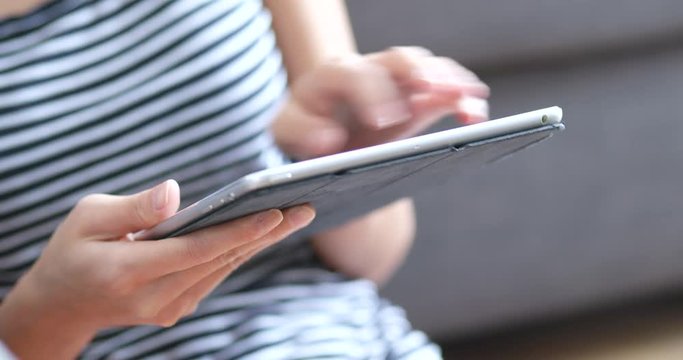 Woman touch on tablet computer