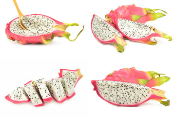 Group of pitahaya isolated on a white background with clipping path