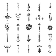 Vector set of hand drawn decorative desert flowers. For posters, patterns, lettering. - 188497122