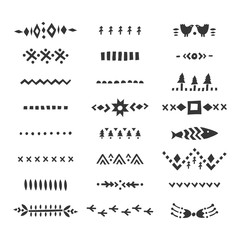 Vector set of hand-drawn decorative dividers in Scandinavian style.