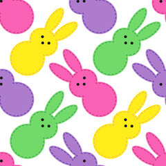 Obraz premium Cute Easter seamless pattern design with funny cartoon characters of bunnies