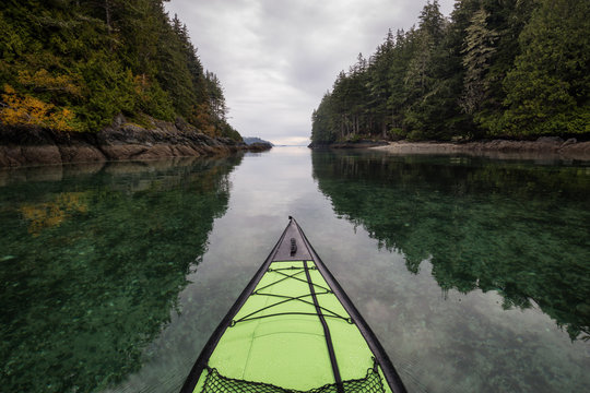 Kayaking near Port Hardy, Vancouver Island, BC, Canada.