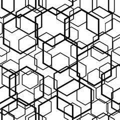 Hexagon Seamless Pattern . Vector Background in black and white color.