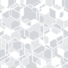 Hexagon Seamless Pattern . Vector Background in grey color.