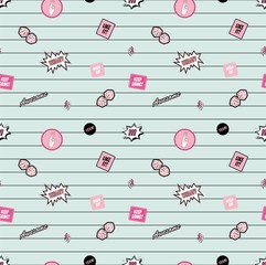  Girls funny item seamless drawing vector pattern