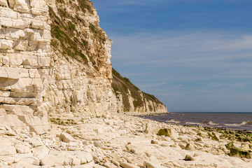 Fototapeta na wymiar North sea coast with cliffs of Danes Dyke near Bridlington, East Riding of Yorkshire, UK