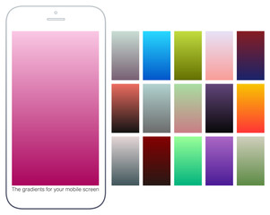 Soft color gradient backgrounds set. Modern screens for mobile app. Abstract colorful vector gradients for greeting card, brochure, flyer, invitation card, poster, banner, calendar or other design