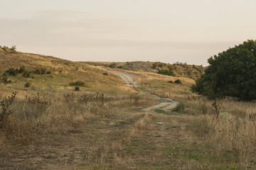 Obraz premium The old Roman road. Thracian landscape.