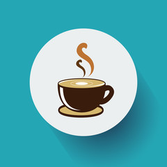 Coffee Time Stamp Set and a Cup of Coffee Icon. Vector, illustration eps10