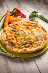 omelette with mixed vegetables, selective focus