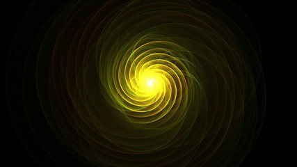 Abstract swirling light against black background.