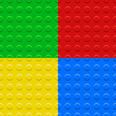 Colorful blocks plates seamless patterns set, vector