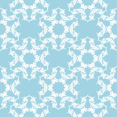 White floral seamless pattern on blue background