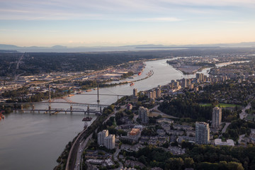 Aerial View of New Westminster, Vancouver, BC, Canada.
