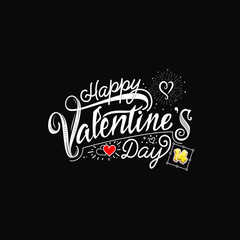 Fototapeta na wymiar Happy Valentine's day. Hand Drawing Vector Lettering design. Can