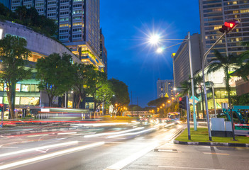 Fototapeta premium busy road and modern buildings in modern city