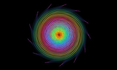 Colorful spectrum circle on black background.