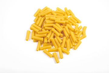 Rigatoni italian pasta isolated on white background