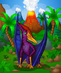 Cute cartoon pteranodon. Isolated illustration of a cartoon dinosaur. © Максим Ковальчук