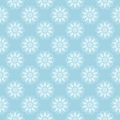 White floral seamless pattern on blue background