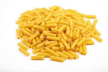 Rigatoni italian pasta isolated on white background