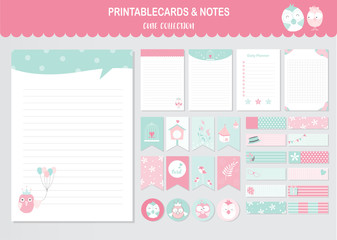Set of animals and cute vector cards,printable,  tags,cards,templates,Notes, Stickers, Labels,Scrap booking, Congratulations, Invitations,Vector illustrations
