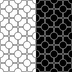 Set of geometric ornaments. Black and white seamless patterns