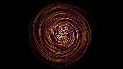 Abstract fire spiral on dark background.