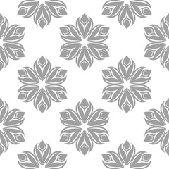 Gray floral seamless pattern on white background