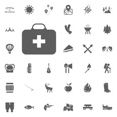 First aid kit icon. Camping and outdoor recreation icons set