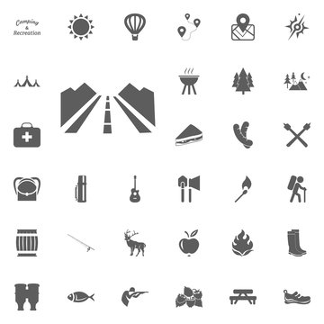 Road icon. Camping and outdoor recreation icons set