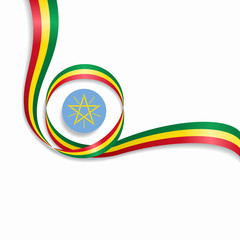 Ethiopian wavy flag background. Vector illustration.