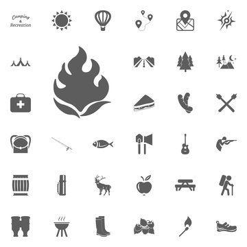 Bonfire icon. Camping and outdoor recreation icons set
