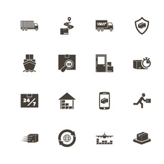 Shipping Delivery icons. Perfect black pictogram on white background. Flat simple vector icon.