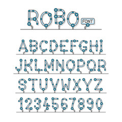 Full set of technical Robot Font letters alphabet