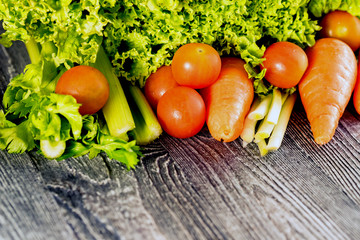 Healthy diet of edible greens and vegetables