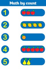 Counting Game for Preschool Children. Educational a mathematical game.