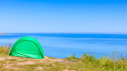 Tourist tent in nature area.