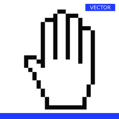 Pixel mouse hand cursor icon vector illustration