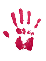 red hand imprint with nail polish