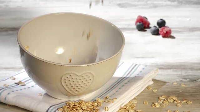 Pouring Healthy Oatmeal to bowl