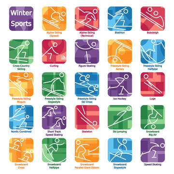 Colorful Winter Sport Icons