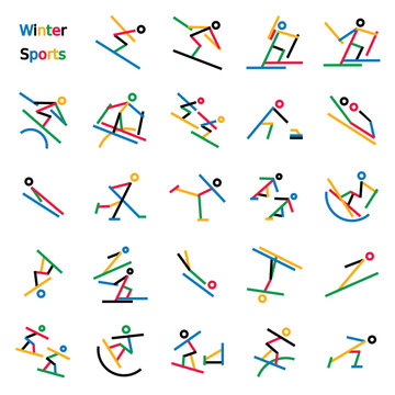 Winter Sport Stick Figures 